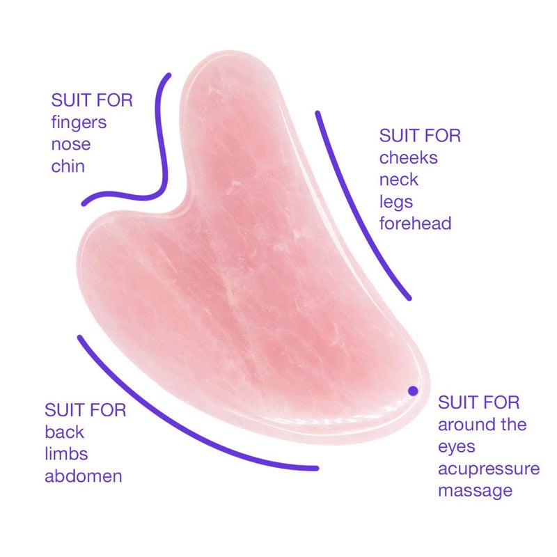 AOVIOANDY Gua Sha Massage Tool Rose Quartz Jade GuaSha Facial Tool, Gua-Sha Stone for Neck Body SPA Acupressure Scraping Massage Trigger Point Treatment - Image 2